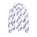 Eggplant Pattern Print Design 05 Kids' Boys' Girls' Padded Hooded Jacket