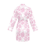 Sketch guava pattern Women's Long Sleeve Belted Night Robe