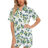blueberry white background Women's V-Neck Short Pajama Set