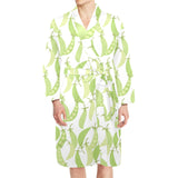 Green Peas Pattern Print Design 03 Men's Long Sleeve Belted Night Robe