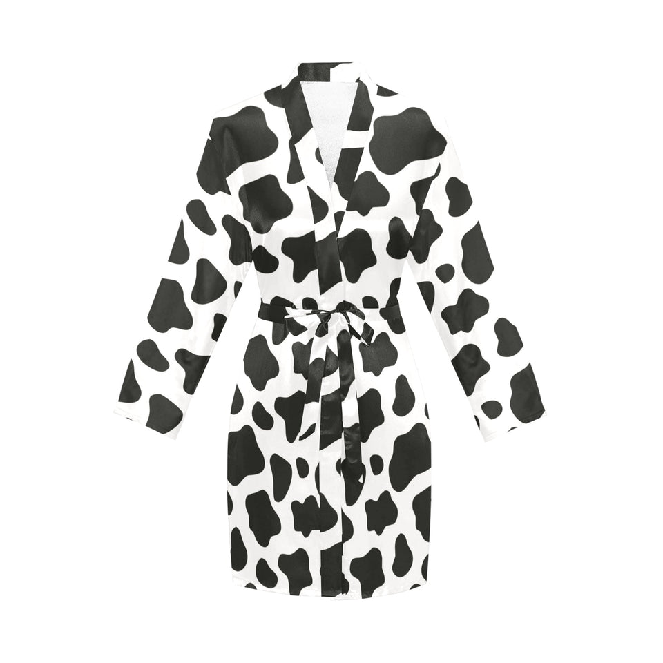 Cow skin pattern Women's Long Sleeve Belted Night Robe