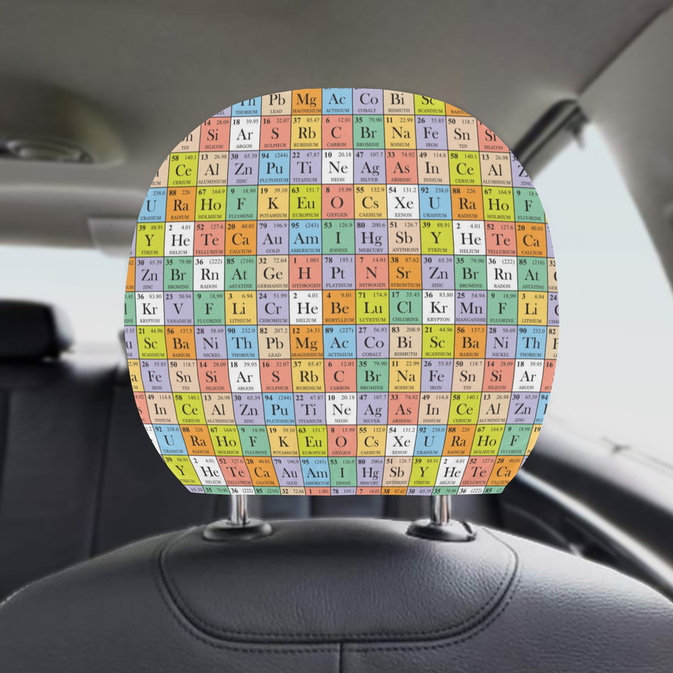 Chemistry Periodic Table Pattern Print Design 01 Car Headrest Cover