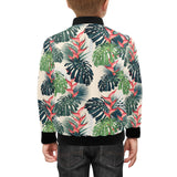 heliconia flowers, palm and monstera leaves Kids' Boys' Girls' Bomber Jacket