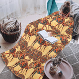 Camel polynesian tribal design pattern Blanket Robe with Sleeves