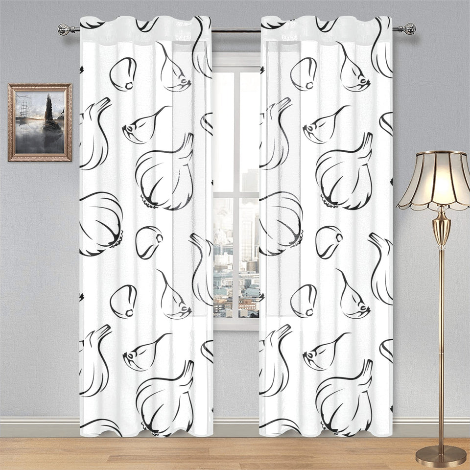 Garlic pattern black white Gauze Curtain