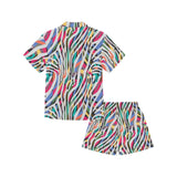 Colorful zebra skin pattern Kids' Boys' Girls' V-Neck Short Pajama Set