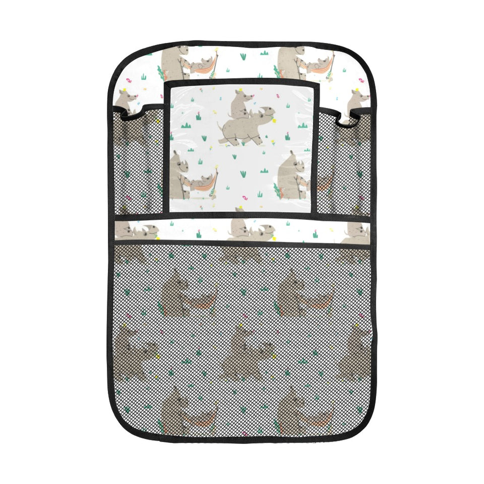 Cute Rhino pattern background Car Seat Back Organizer