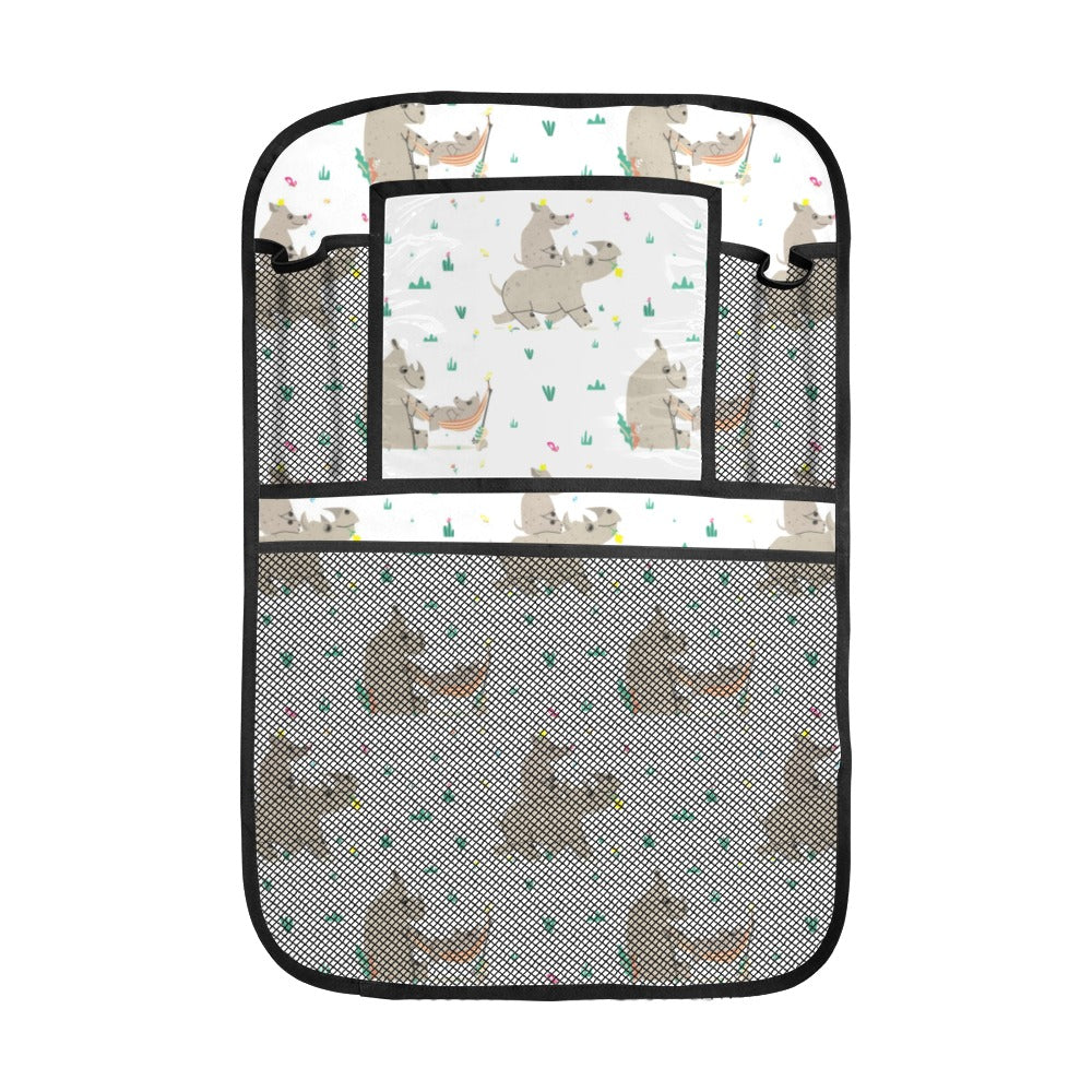 Cute Rhino pattern background Car Seat Back Organizer
