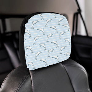 Dolphin blue striped background Car Headrest Cover