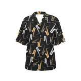 saxophone design pattern Women's All Over Print Hawaiian Shirt