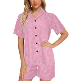 Sweet candy pink background Women's V-Neck Short Pajama Set
