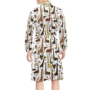 Giraffe Pattern Print Design 05 Men's Long Sleeve Belted Night Robe