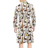 Giraffe Pattern Print Design 05 Men's Long Sleeve Belted Night Robe