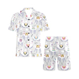 Cute Llama Alpaca pattern Men's V-Neck Short Pajama Set