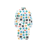 Math Pattern Print Design 05 Men's Long Sleeve Belted Night Robe
