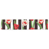 red and white tulips pattern Table Runner