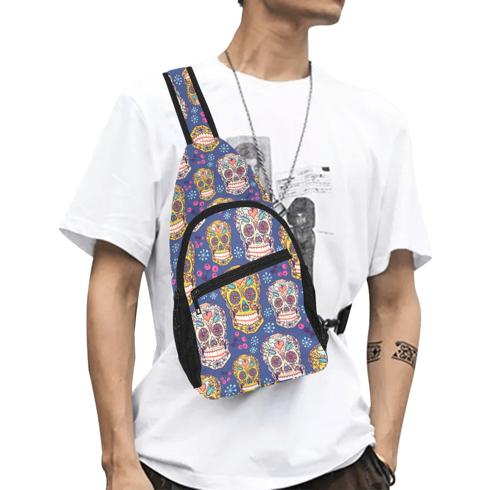 Sugar skull flower pattern All Over Print Chest Bag