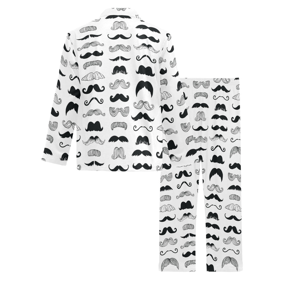 Mustache Beard Pattern Print Design 04 Men's Long Pajama Set