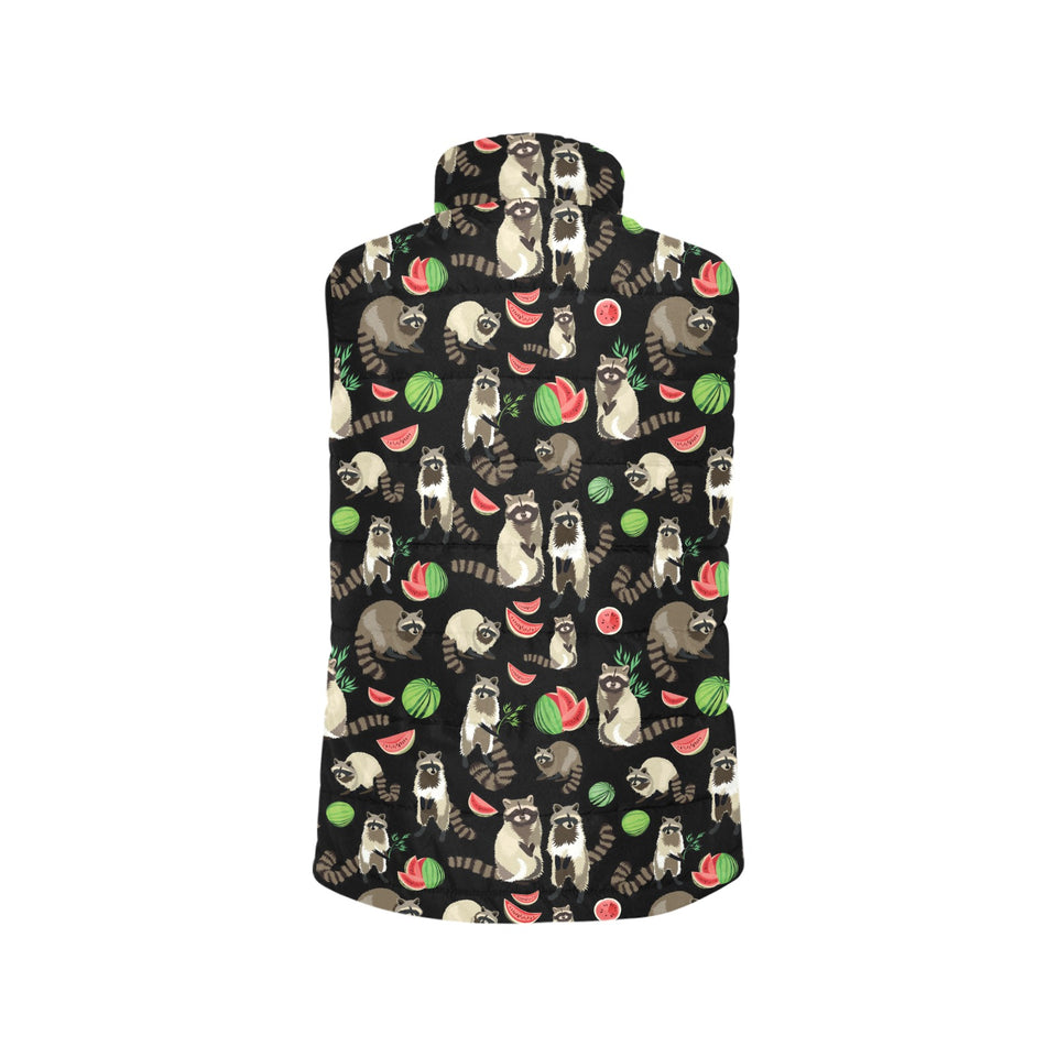 Raccoon watermelon pattern Women's Padded Vest