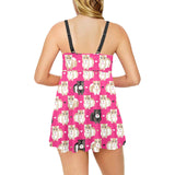 Guinea Pig Pattern Print Design 01 Chest Sexy Pleated Two Piece Swim Dress