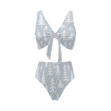 Christmas tree winter forest pattern Chest Bowknot High Waisted Bikini Swimsuit