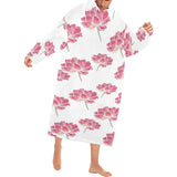 Pink lotus waterlily pattern Blanket Robe with Sleeves