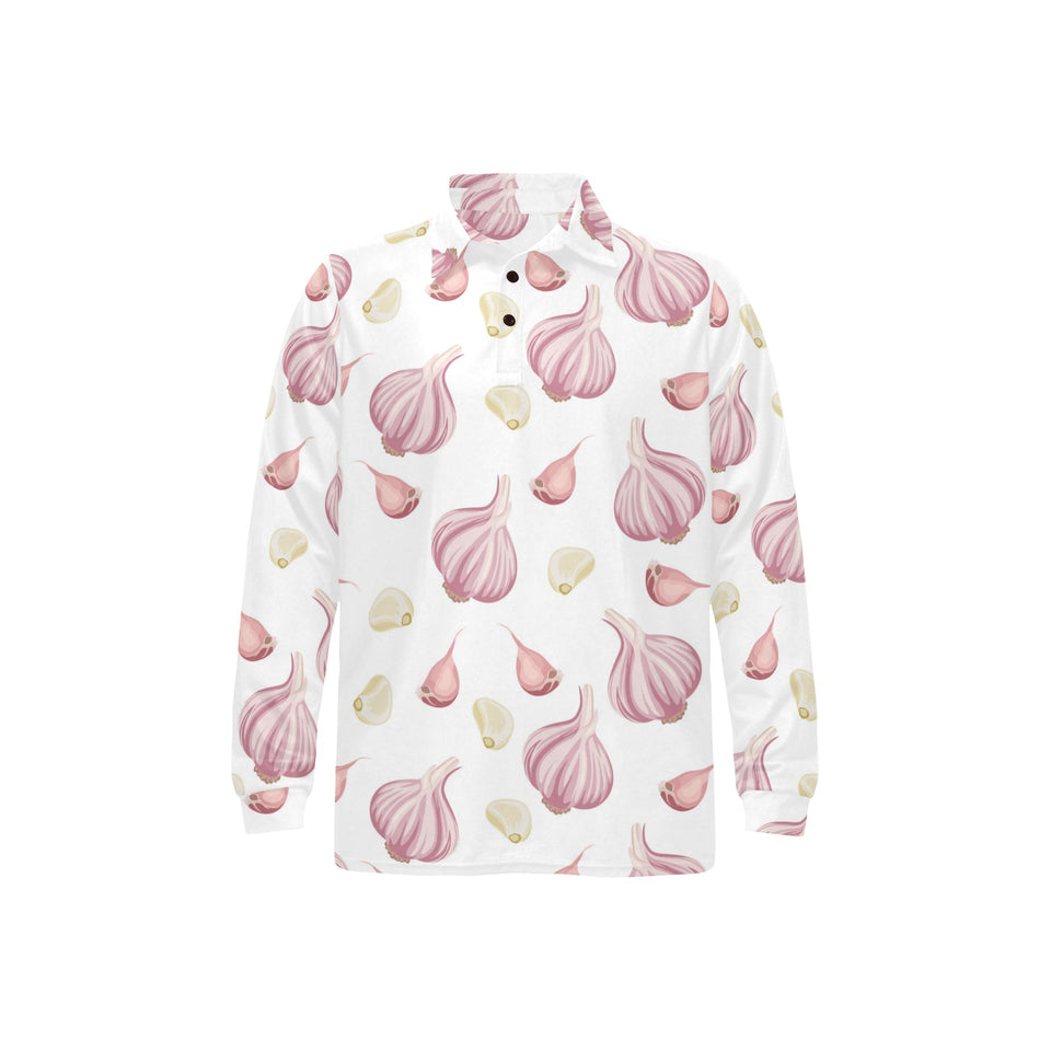 Garlic pattern Men's Long Sleeve Polo Shirt