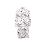 Cute french bulldog pattern Men's Long Sleeve Belted Night Robe
