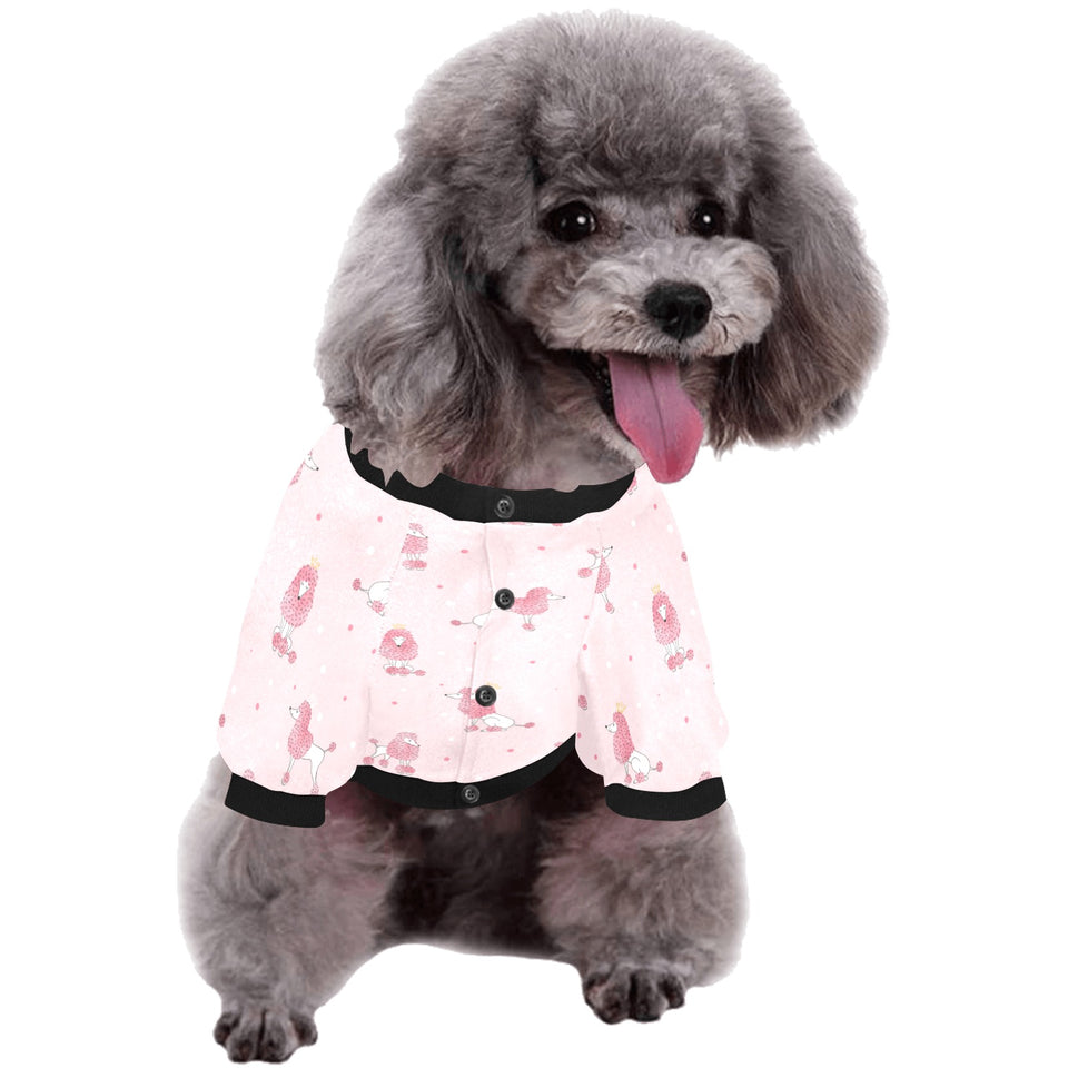 Poodle dog pink color theme All Over Print Pet Dog Round Neck Fuzzy Shirt