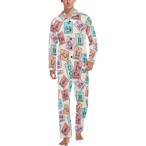 Chemistry Periodic Table Pattern Print Design 02 Men's Long Pajama Set
