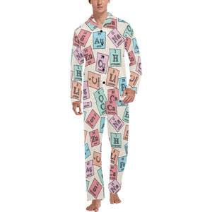 Chemistry Periodic Table Pattern Print Design 02 Men's Long Pajama Set