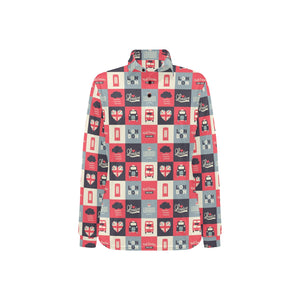 British Pattern Print Design 05 Women's Long Sleeve Polo Shirt