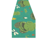 Cute frog dragonfly design pattern Table Runner