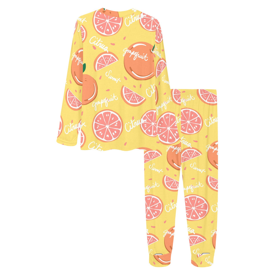 Grapefruit yellow background Women's All Over Print Pajama Set