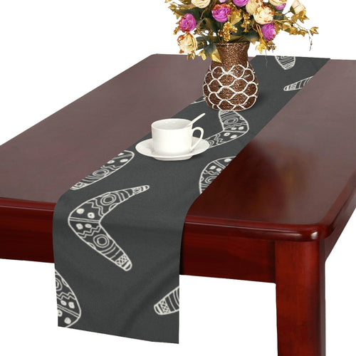 Hand drawn boomerang Australian aboriginal ornamen Table Runner
