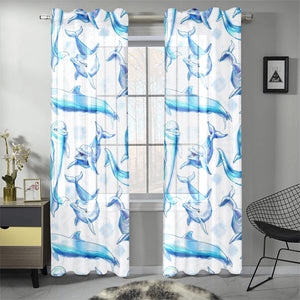 Watercolor dolphin pattern Gauze Curtain