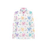 colorful unicorn rainbow heart pattern Women's Long Sleeve Polo Shirt