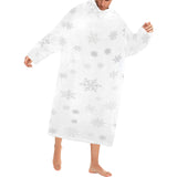 Snowflake pattern white background Blanket Robe with Sleeves