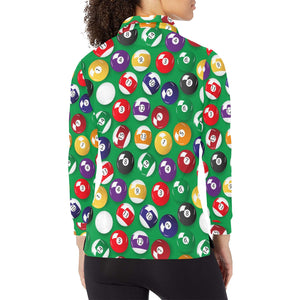 Billiard Ball Pattern Print Design 02 Women's Long Sleeve Polo Shirt