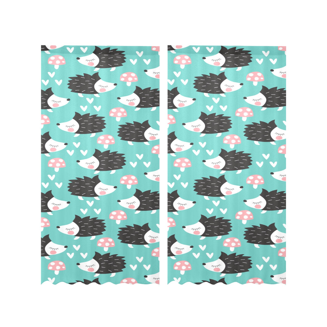Hedgehog Pattern Print Design 03 Gauze Curtain