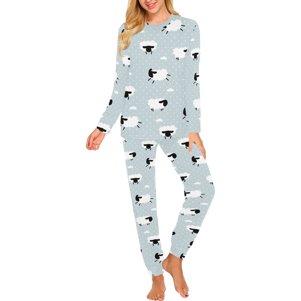 Sheep polka dot cloud pattern Women's All Over Print Pajama Set
