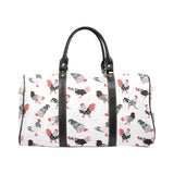 Cool rooster chicken cock floral ornament backgrou Travel Bag