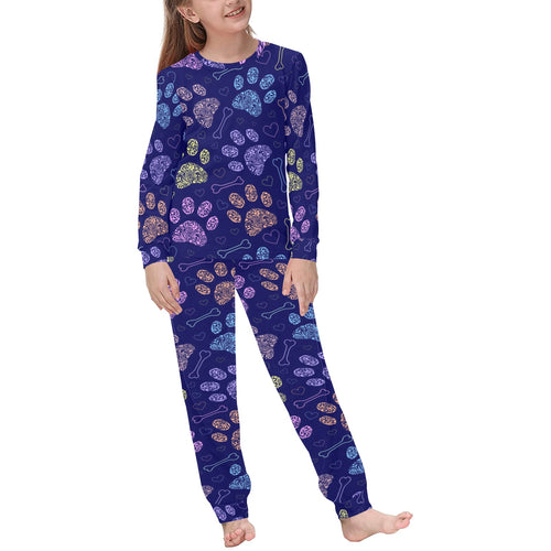 Dog Paws Pattern Print Design 02 Kids' Boys' Girls' All Over Print Pajama Set