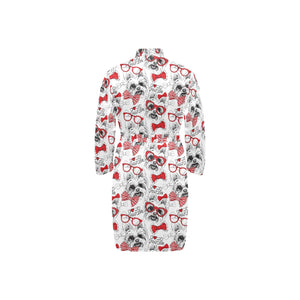 Yorkshire Terrier Pattern Print Design 04 Men's Long Sleeve Belted Night Robe