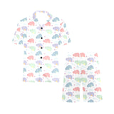 Hippopotamus Pattern Print Design 03 Men's V-Neck Short Pajama Set