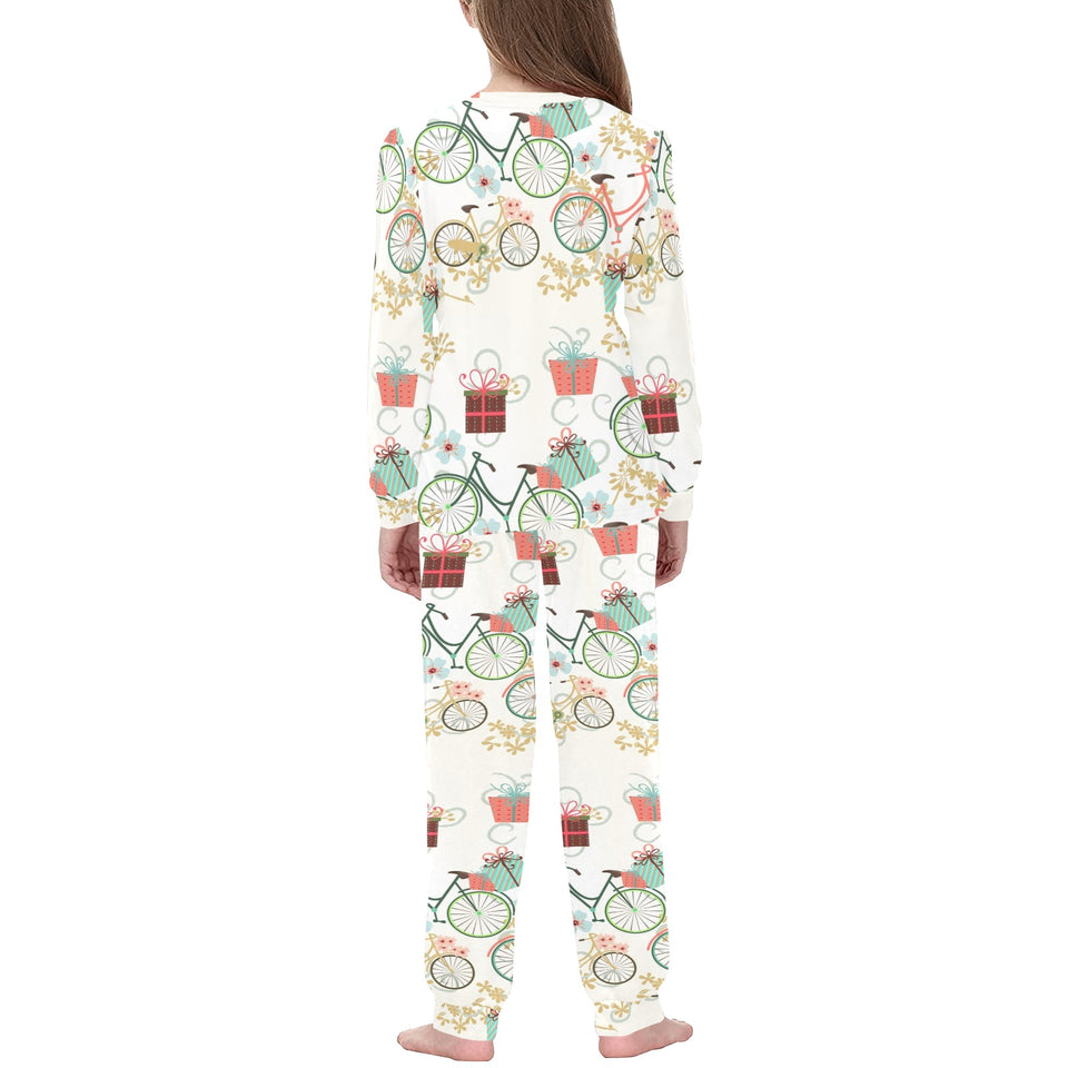 Bicycle Pattern Print Design 05 Kids' Boys' Girls' All Over Print Pajama Set