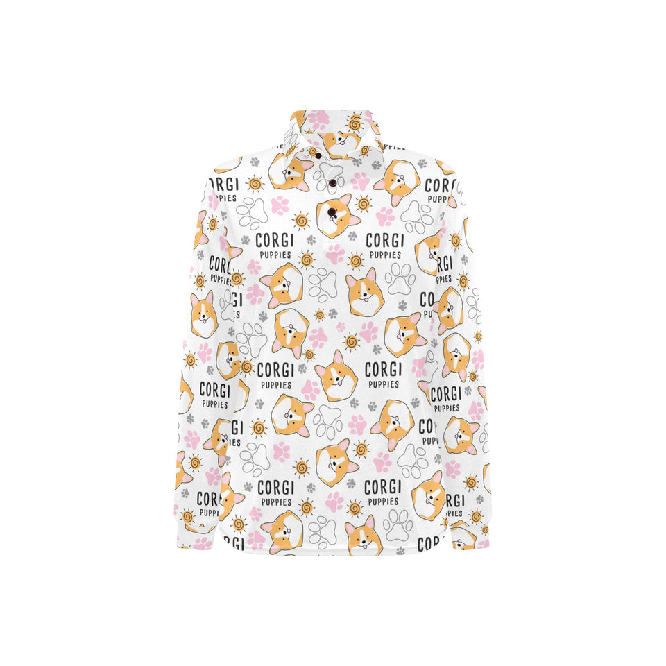 Corgi Dog Pattern Women's Long Sleeve Polo Shirt