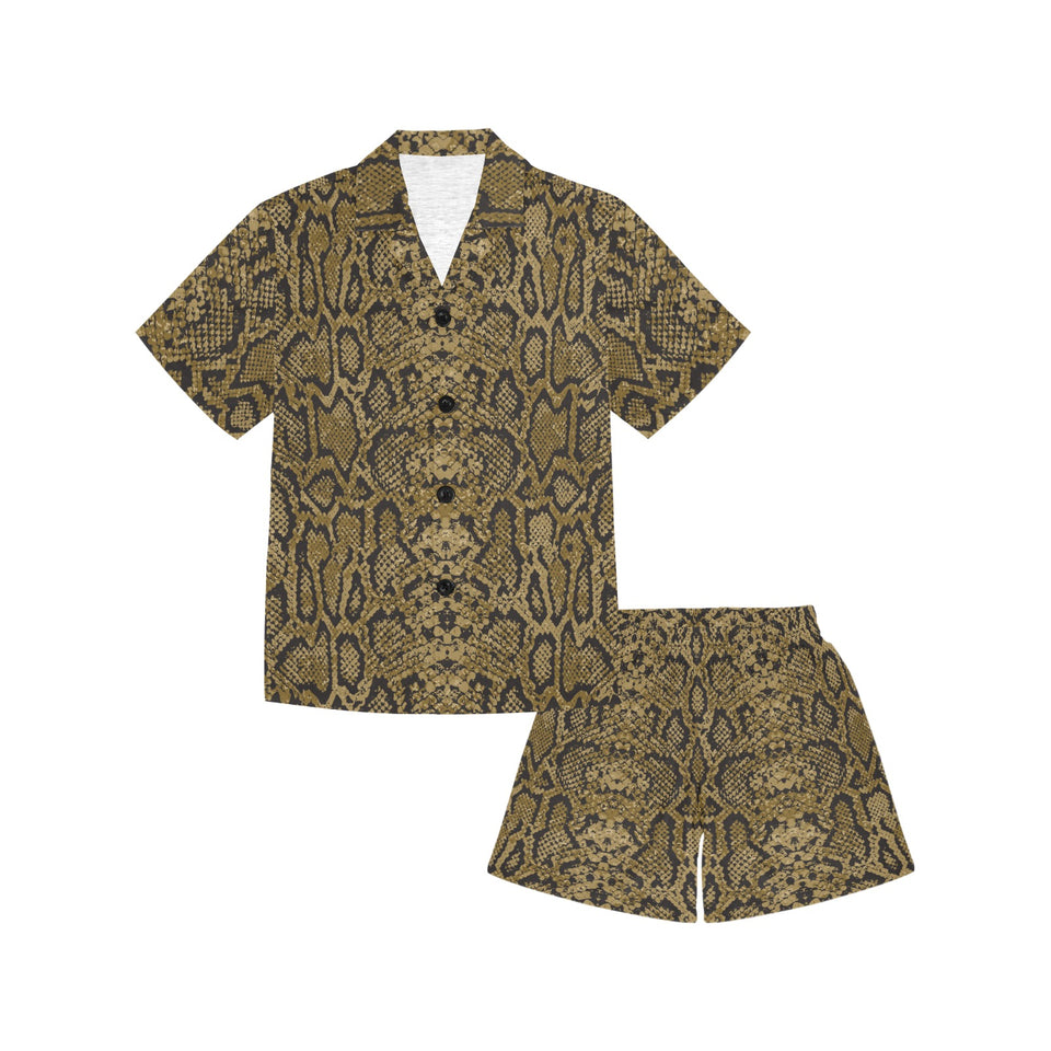 Snake skin pattern Kids' Boys' Girls' V-Neck Short Pajama Set