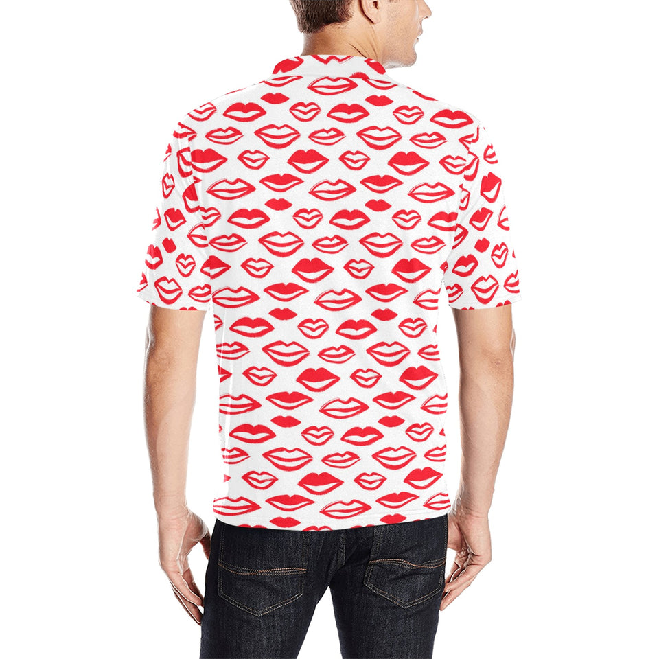 Lips Pattern Print Design 05 Men's All Over Print Polo Shirt