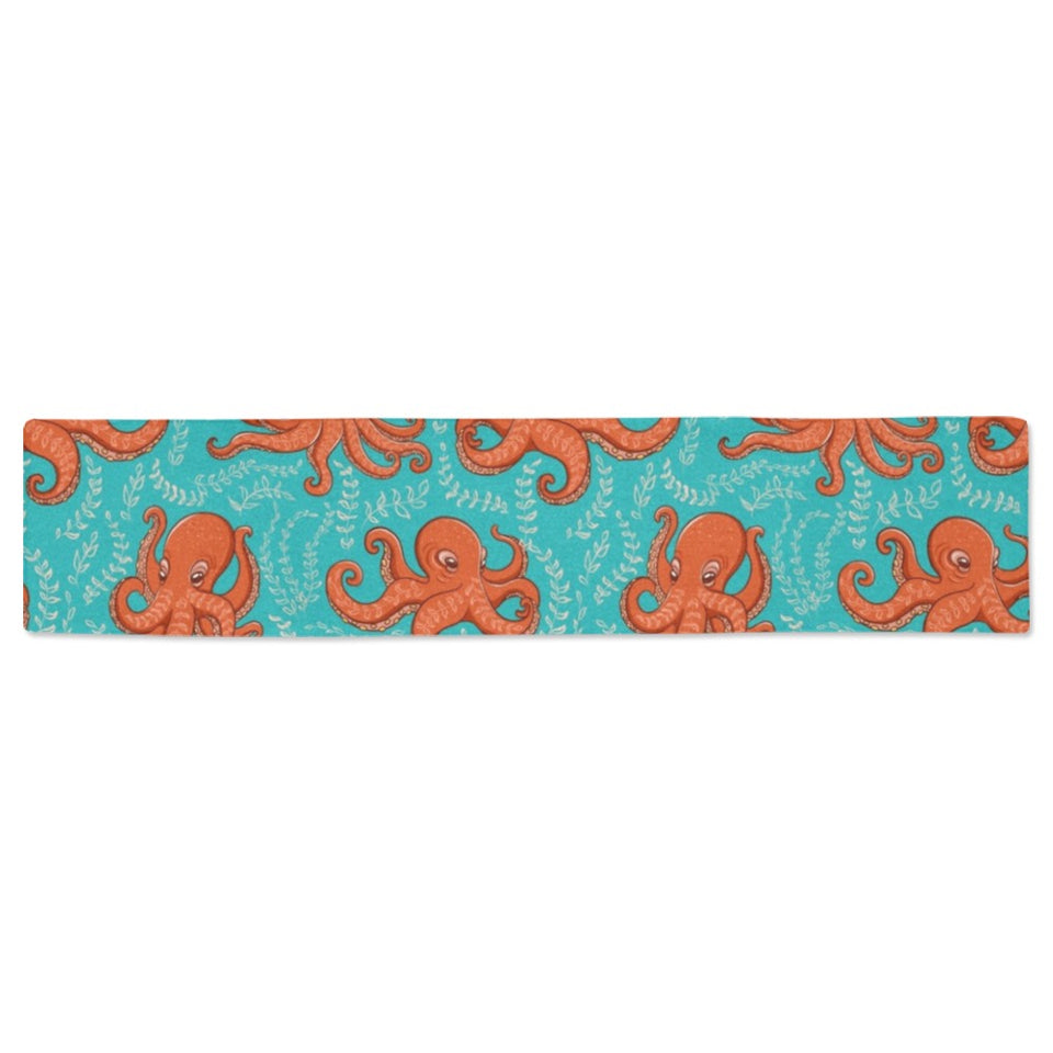 Octopus turquoise background Table Runner
